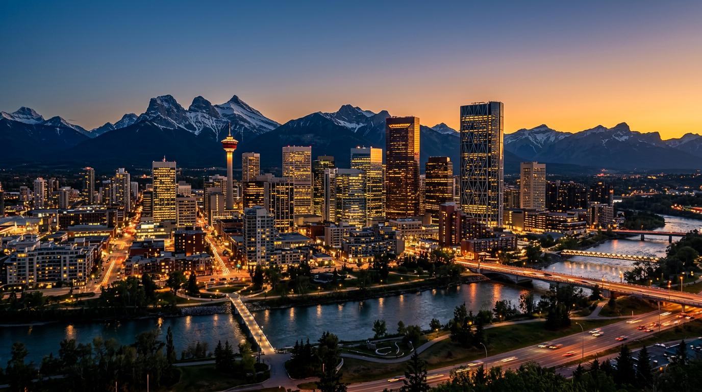 Calgary skyline at dusk
